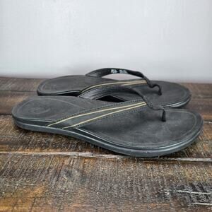 Olukai Aukai Womens Size 10 Flip Flops Thong Comfort Sandals Black